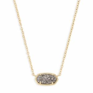Elisa Gold Pendant Necklace in Platinum Drusy